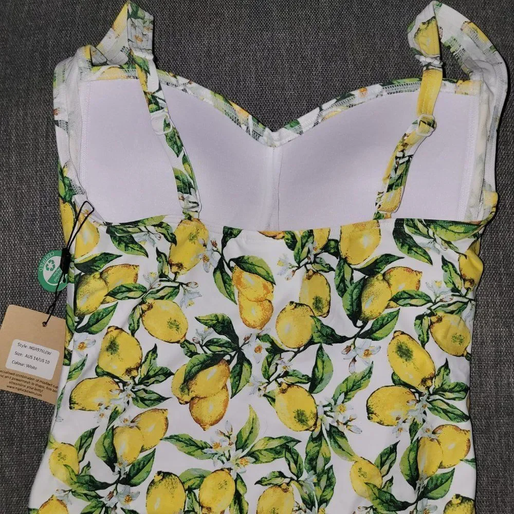 Womens Lemons Joanne Twist Front Design Tummy Control One Piece Swimsuit…